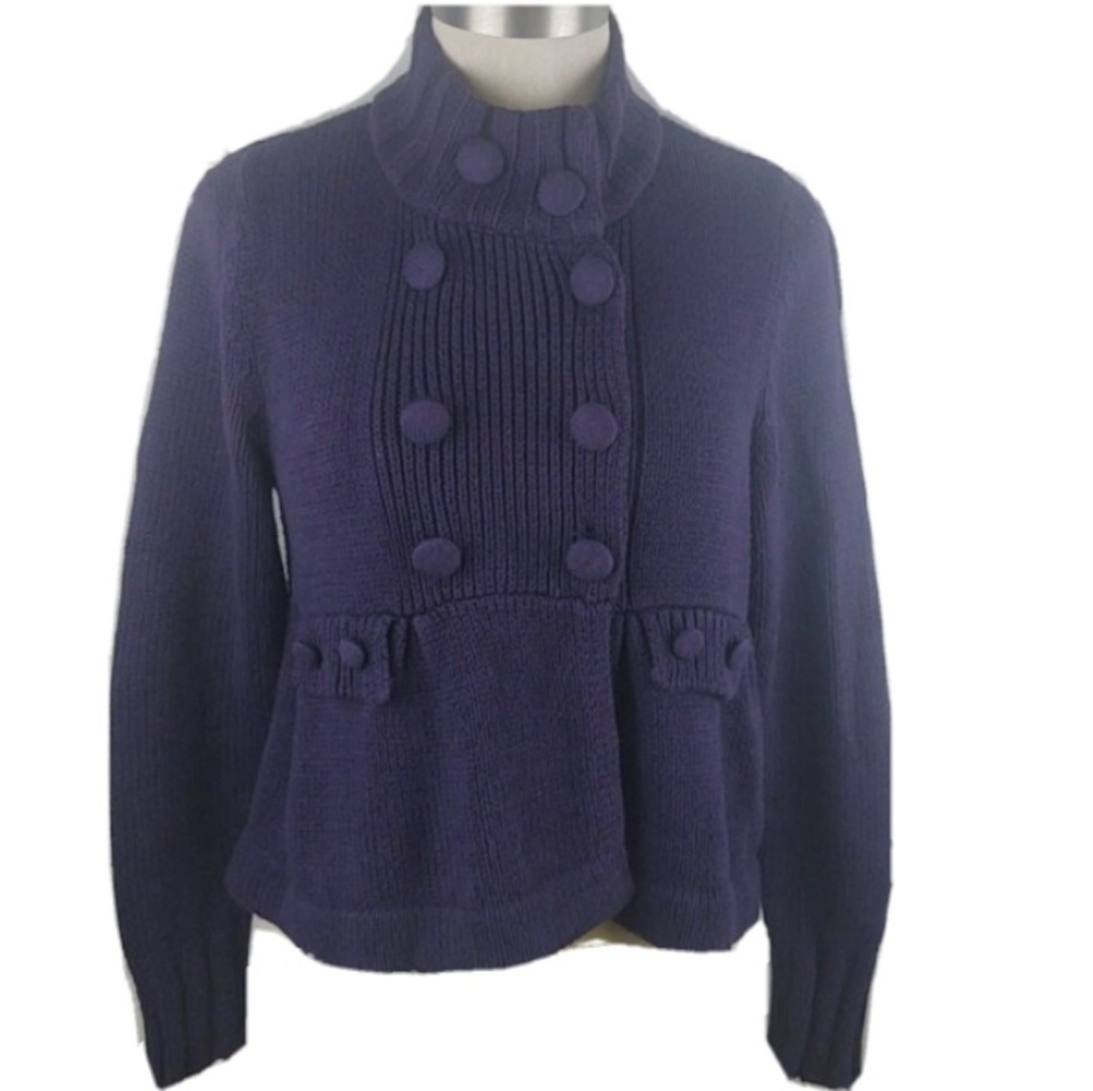 Apt 9 Purple Sweater Double Breasted Medium Petite